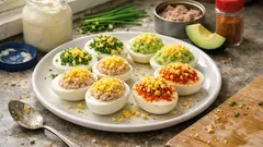Œufs mimosa en 4 versions : ciboulette, avocat, thon, paprika (très facile)
