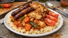 Couscous au Thermomix poulet-merguez : semoule légère et bouillon bien parfumé