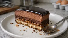 Royal chocolat (Trianon) maison : croustillant praliné, mousse légère et glaçage miroir