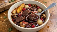 Civet de biche sans marinade : une cuisson douce et une sauce au vin rouge bien liée